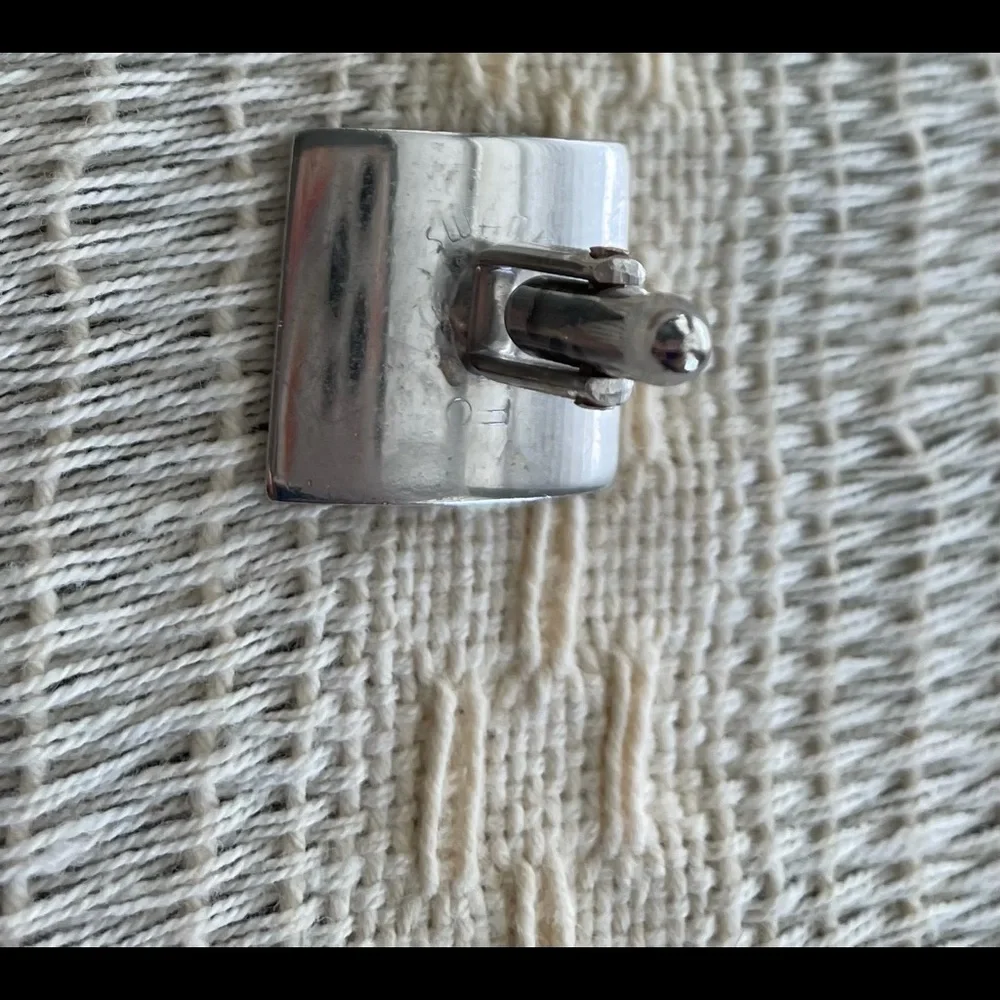 Vintage Swank FO Square Brushed Silver Cufflinks Vine Scalloped MCM